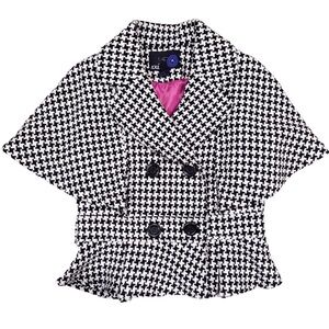 Houndstooth Double-Breasted Sleeveless Jacket